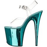 Turquoise 20 cm FLAMINGO-808 Chrome Platform High Heels