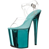 Turquoise 20 cm FLAMINGO-808 Chrome Platform High Heels