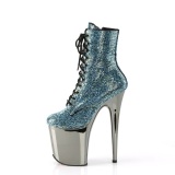 Turquoise rhinestones 20 cm FLAMINGO-1020CHRS pleaser high heels ankle boots