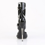 Varnished patent ankle boots women 16 cm pointed toe metal heeled stiletto boots