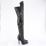 Vegan 13 cm SEDUCE-3080 high heeled thigh high boots with buckles