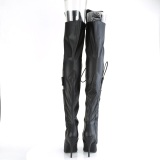 Vegan 13 cm SEDUCE-3082 high heeled thigh high boots with lace up