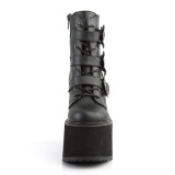 Vegan 14 cm SWING-103 womens ankle boots platform with buckles black