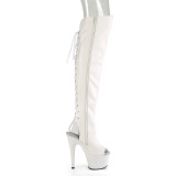 Vegan 18 cm ADORE-3019 white high heeled thigh high boots open toe with lace up