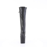 Vegan 20 cm CRAZE-2023 Heelless platform pony knee boots black