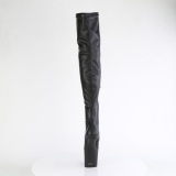 Vegan 20 cm CRAZE-3000 Heelless platform overknee boots pony heels black