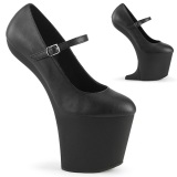 Vegan 20 cm CRAZE-880 Heelless platform pony pumps black