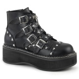 Vegan 5 cm DemoniaCult EMILY-315-1 goth ankle boots with buckles