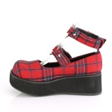 Vegan 6 cm DemoniaCult SPRITE-02 Plaid pattern gothic mary jane pumps