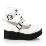 Vegan 6 cm DemoniaCult SPRITE-02 White gothic mary jane pumps