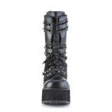 Vegan 8,5 cm TRASH emo calf-high mens boots platform with buckles black