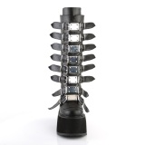 Vegan 9 cm DAMNED-318 emo knee high women boots platform with buckles black