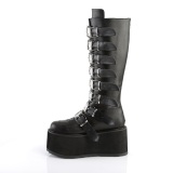 Vegan 9 cm DAMNED-318 emo knee high women boots platform with buckles black