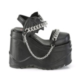 Vegan Black 15 cm DemoniaCult WAVE-20 lolita platform wedge sandals