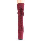 Vegan suede 20 cm FLAMINGO-1050FS Exotic pole dance boots in bordo