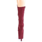 Vegan suede 20 cm FLAMINGO-1050FS Exotic pole dance boots in bordo