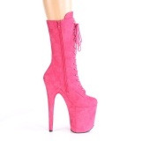 Vegan suede 20 cm FLAMINGO-1050FS Exotic pole dance boots in pink