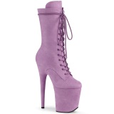 Vegan suede 20 cm FLAMINGO-1050FS Exotic pole dance boots in purple