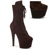 Velvet 18 cm ADORE-1045VEL Brown ankle boots high heels + protective toe caps