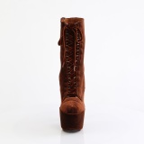 Velvet 18 cm ADORE-1045VEL Brown ankle boots high heels + protective toe caps