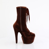 Velvet 18 cm ADORE-1045VEL Brown ankle boots high heels + protective toe caps