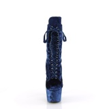 Velvet 18 cm ADORE-1045VEL blue ankle boots high heels + protective toe caps