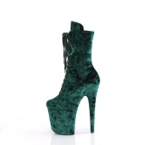 Velvet 20 cm FLAMINGO-1045VEL green ankle boots high heels + protective toe caps