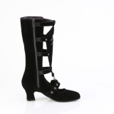 Velvet 6,5 cm WHIMSY-118 emo calf-high women boots with buckles victorian