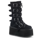 Velvet 9 cm DAMNED-225 emo calf-high women boots platform with buckles black