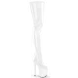 Vinyl crotch 20 cm FLAMINGO-4000 White overknee high heel boots