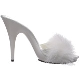 White 13 cm POISE-501F Marabou Feathers Mules Shoes