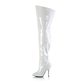 White 13 cm SEDUCE-3000WC thigh high stretch overknee boots with wide calf