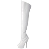 White 15 cm KISS-3010 Platform Thigh High Boots