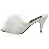 White 8 cm AMOUR-03 Marabou Feathers Mules Shoes