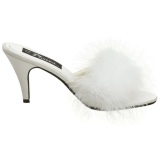 White 8 cm AMOUR-03 Marabou Feathers Mules Shoes