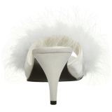 White 8 cm AMOUR-03 Marabou Feathers Mules Shoes