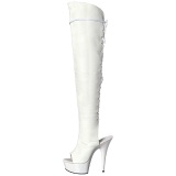 White Leatherette 15 cm DELIGHT-3019 Platform Thigh High Boots