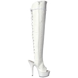 White Leatherette 15 cm DELIGHT-3019 Platform Thigh High Boots