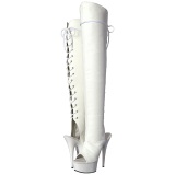 White Leatherette 15 cm DELIGHT-3019 Platform Thigh High Boots