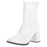 White Leatherette 7,5 cm GOGO-150 stretch block heels ankle boots