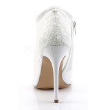 White Mesh 13 cm AMUSE-56 High Heeled Evening Pumps Shoes