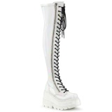 White Patent 11,5 cm SHAKER-374 overknee boots with laces