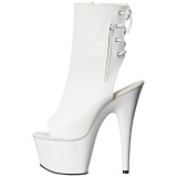 White Patent 18 cm Pleaser ADORE-1018 Platform Ankle Calf Boots