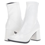 White Patent 7,5 cm GOGO-150 stretch block heels ankle boots