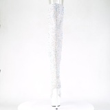 White Sequins 20 cm ADORE-3020 Exotic pole dance overknee boots