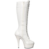 White Shiny 15,5 cm DELIGHT-2023 Platform Knee Boots