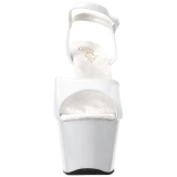 White Shiny 18 cm ADORE-709 Platform High Heels Shoes