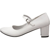 White Shiny 5 cm SCHOOLGIRL-50 Low Heeled Classic Pumps Shoes