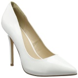 White Varnished 13 cm AMUSE-20 pointed toe stiletto pumps