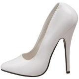 White Varnished 15 cm DOMINA-420 pointed toe high heel stilettos